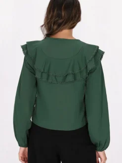 Faina Blusen<Damen Bluse grün uni