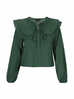 Faina Blusen<Damen Bluse grün uni