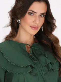 Faina Blusen<Damen Bluse grün uni