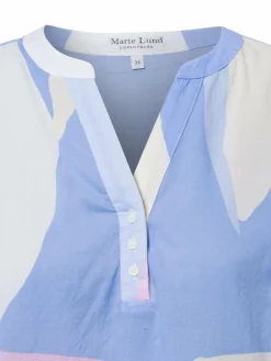 Marie Lund Blusen<Damen Bluse hellblau mehrfarbig gemustert