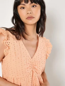 Apricot Blusen<Damen Bluse orange uni