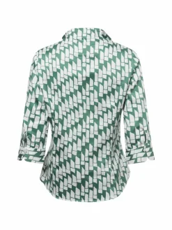 Franco Callegari Blusen<Damen Bluse grün weiß gemustert