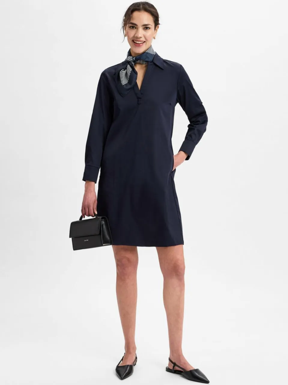 comma Kleider<Damen Blusenkleid marine uni