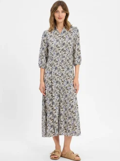 soyaconcept® Kleider<Damen Blusenkleid - SC-Samea 3 weiß mehrfarbig gemustert