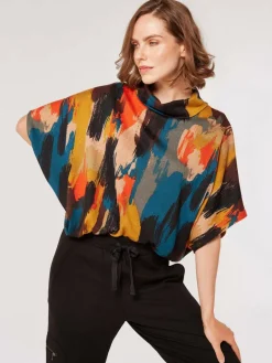 Apricot Blusen<Damen Blusenshirt gelb gemustert