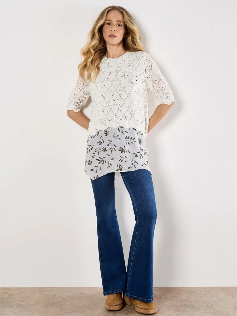 Apricot Blusen<Damen Blusenshirt weiß gemustert