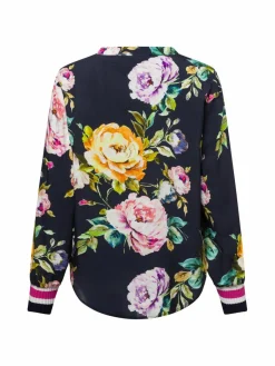 Franco Callegari Blusen<Damen Blusenshirt mehrfarbig schwarz gemustert