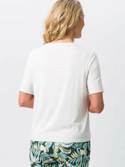 Frank Walder Blusen<Damen Blusenshirt ecru weiß bedruckt