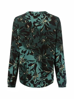 s.Oliver Blusen<Damen Blusenshirt schwarz tanne gemustert