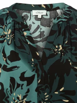s.Oliver Blusen<Damen Blusenshirt schwarz tanne gemustert