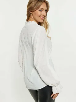 Faina Blusen<Damen Blusenshirt weiß uni