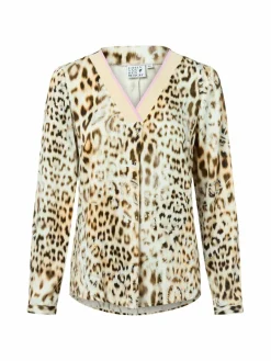 Emily van den Bergh Blusen<Damen Blusenshirt beige braun gemustert