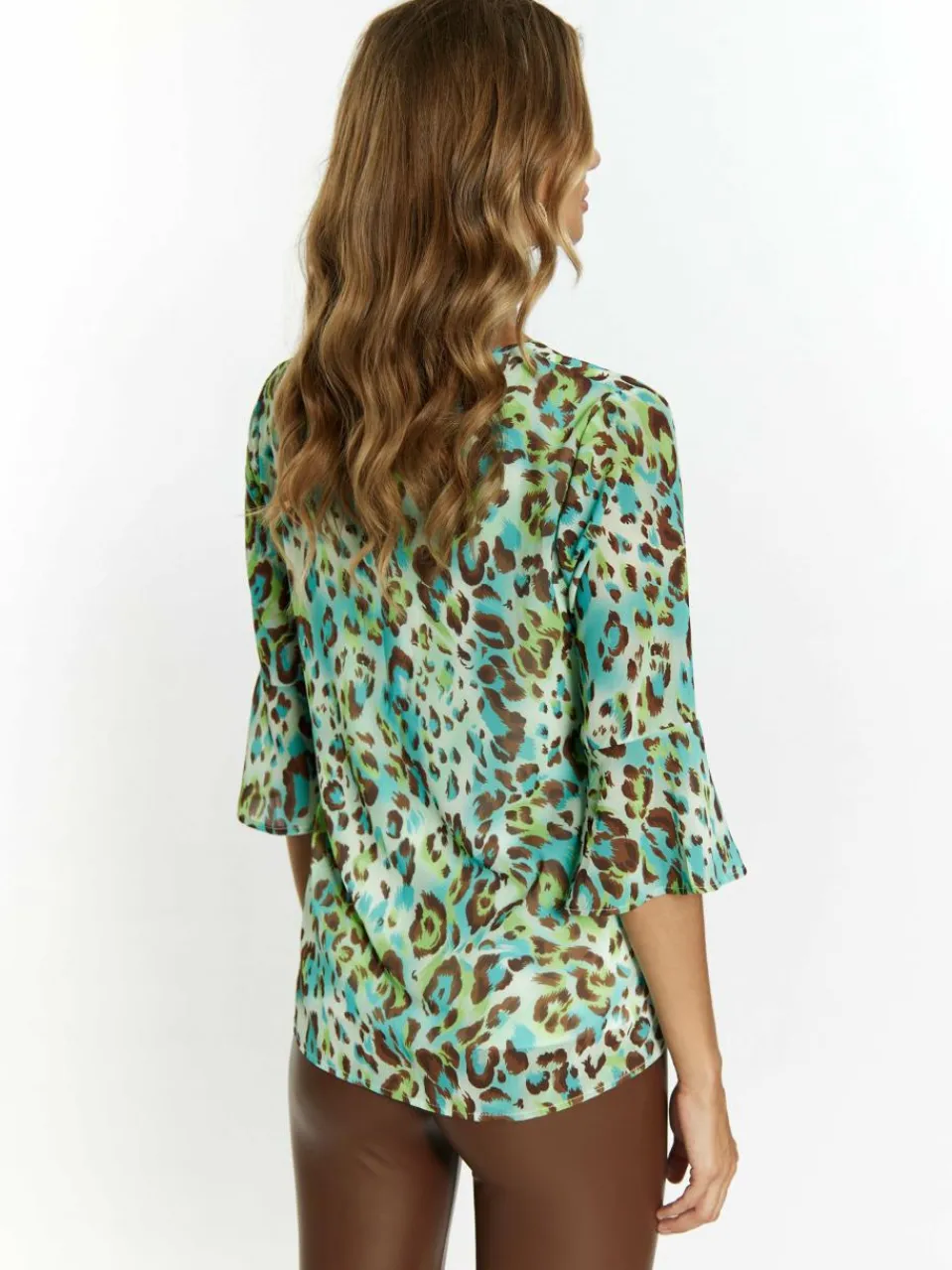 Faina Blusen<Damen Blusenshirt türkis gemustert