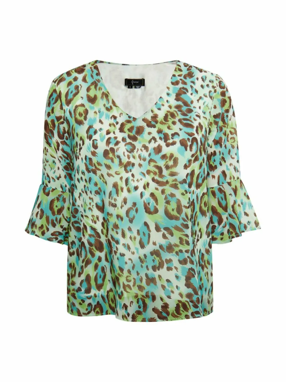 Faina Blusen<Damen Blusenshirt türkis gemustert