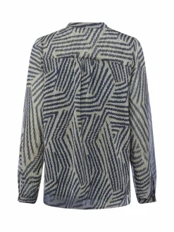 More & More Blusen<Damen Blusenshirt khaki marine gemustert