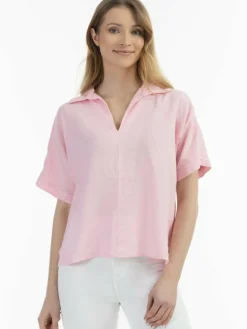 Usha Blusen<Damen Blusenshirt rosa uni