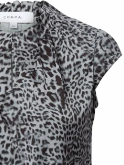 comma Blusen<Damen Blusenshirt grau gemustert