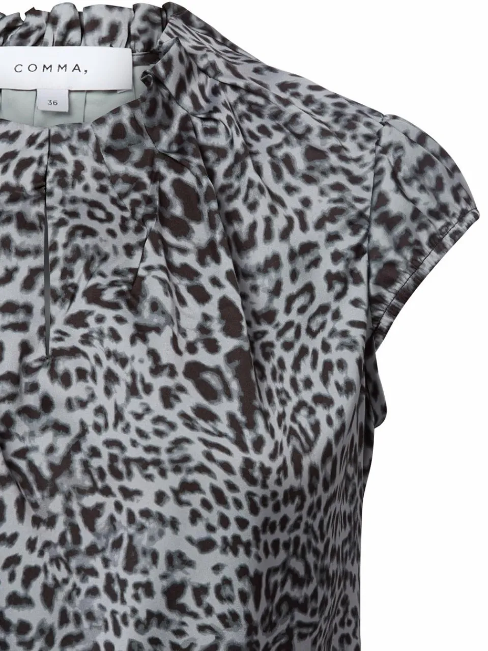 comma Blusen<Damen Blusenshirt grau gemustert