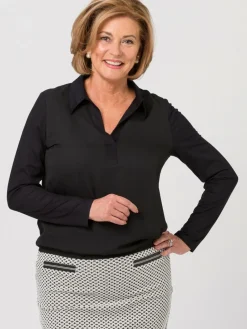 Frank Walder Blusen<Damen Blusenshirt schwarz uni