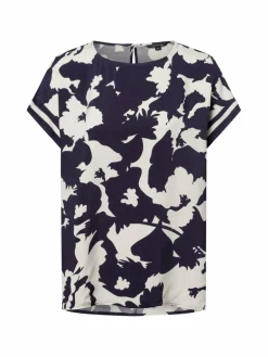 comma Blusen<Damen Blusenshirt marine ecru gemustert