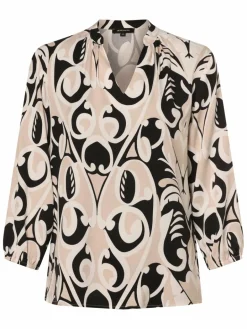 More & More Blusen<Damen Blusenshirt beige mehrfarbig gemustert
