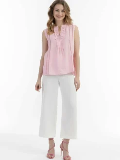 Damen Usha Blusen>Damen Blusentop mit Spitze