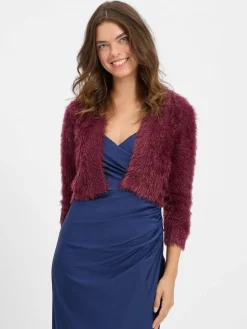 VM Pullover & Strickjacken<Damen Bolero bordeaux uni