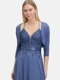 Vera Mont Pullover & Strickjacken<Damen Bolero-Jacke blau uni