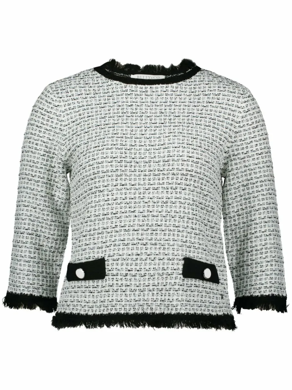 Betty & Co Pullover & Strickjacken<Damen Bouclé-Pullover ecru schwarz strukturiert
