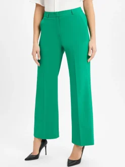 comma Hosen<Damen Bundfaltenhose grün uni