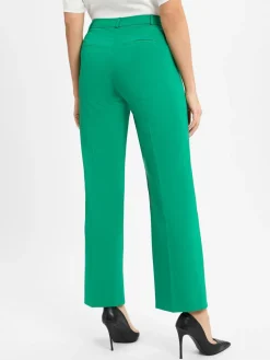 comma Hosen<Damen Bundfaltenhose grün uni