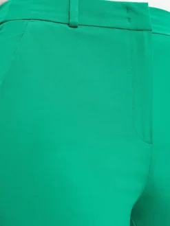 comma Hosen<Damen Bundfaltenhose grün uni