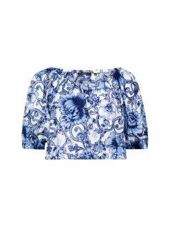 zero Blusen<Damen Carmenbluse mehrfarbig gemustert