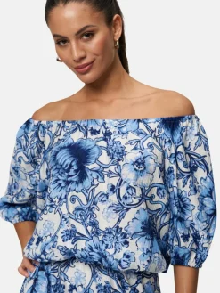 zero Blusen<Damen Carmenbluse mehrfarbig gemustert