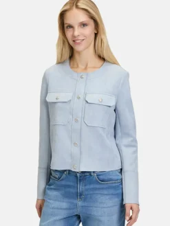 Cartoon Blazer<Damen Casual-Jacke blau aqua uni