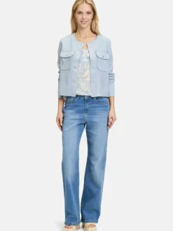 Cartoon Blazer<Damen Casual-Jacke blau aqua uni