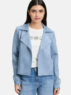 Cartoon Blazer<Damen Casual-Jacke blau uni