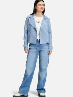 Cartoon Blazer<Damen Casual-Jacke blau uni