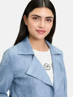 Cartoon Blazer<Damen Casual-Jacke blau uni