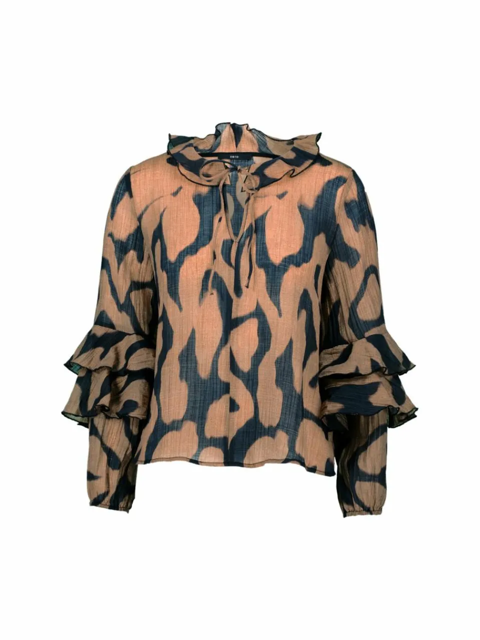 zero Blusen<Damen Crinkle-Bluse schwarz braun gemustert