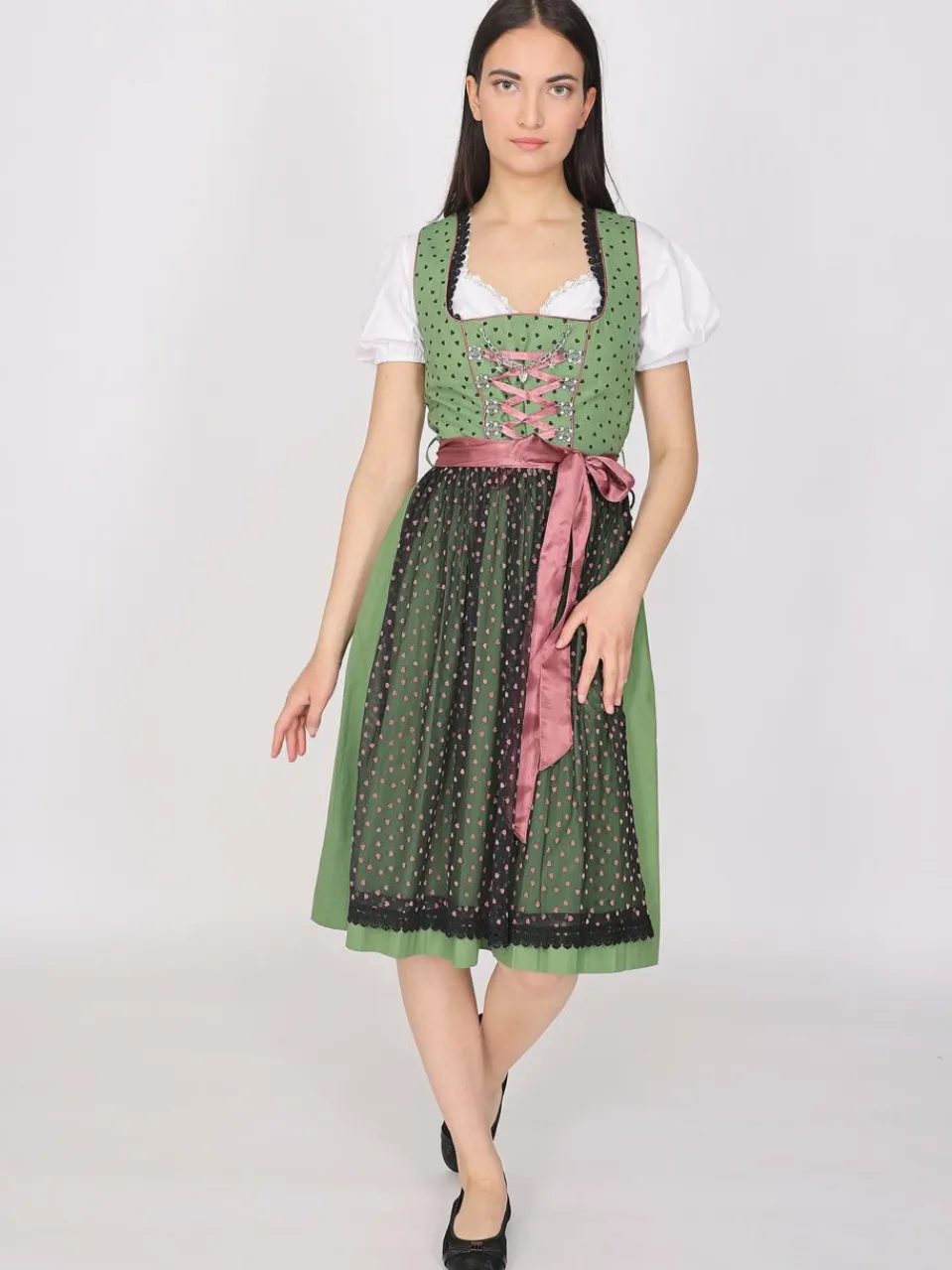 JCC Kleider<Damen Dirndl oliv gemustert