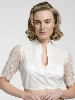 Spieth & Wenksy Blusen<Damen Dirndl - Becky weiß gemustert
