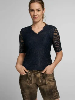 Spieth & Wenksy Blusen<Damen Dirndlbluse - Arktis blau gemustert