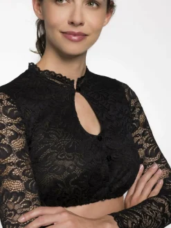 Spieth & Wenksy Blusen<Damen Dirndlblusen - Amerika schwarz uni