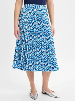 Franco Callegari Röcke<Damen Faltenrock blau ecru gemustert