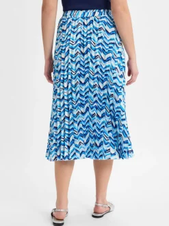 Franco Callegari Röcke<Damen Faltenrock blau ecru gemustert