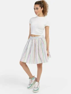 MyMo Röcke<Damen Faltenrock weiß gestreift