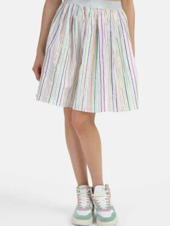 MyMo Röcke<Damen Faltenrock weiß gestreift