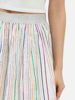 MyMo Röcke<Damen Faltenrock weiß gestreift