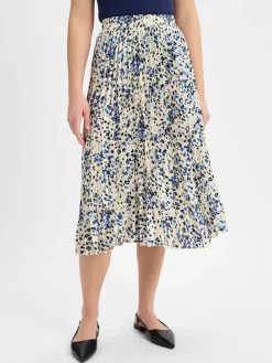 Franco Callegari Röcke<Damen Faltenrock ecru blau gemustert